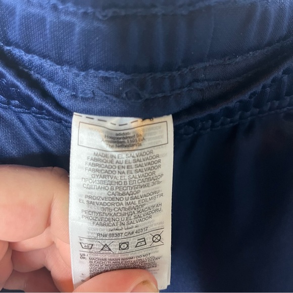 Adidas Blue joggers athletic pants white stripe - Picture 2 of 5